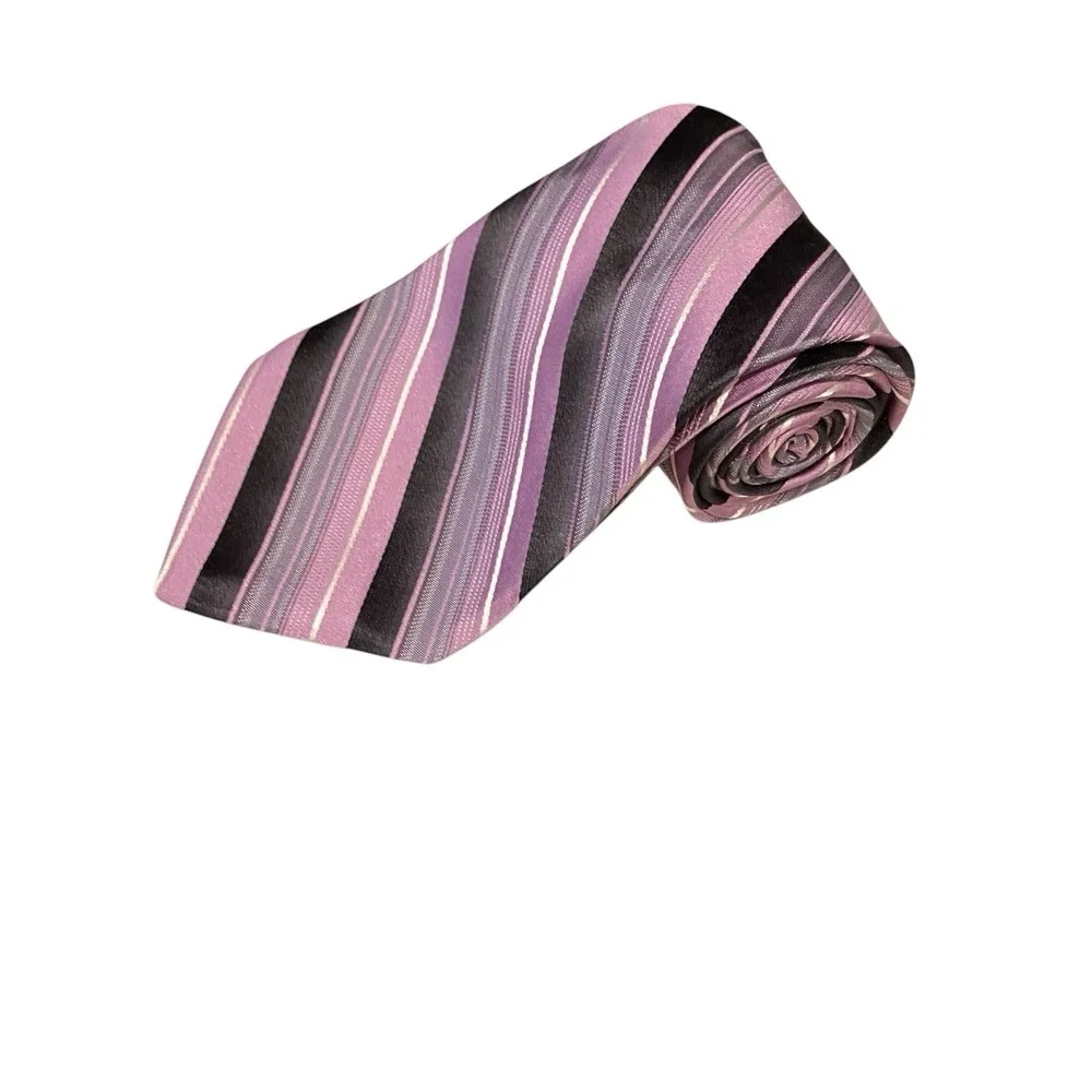 Paul Dione Men's Tie Rep 100% Silk Necktie Designer‎ Purple Black Grey White